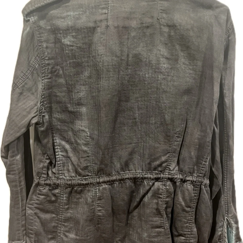 Free People Dark Gray and Aqua Wash detail Utility Jacket Women’s Small - Picture 6 of 9
